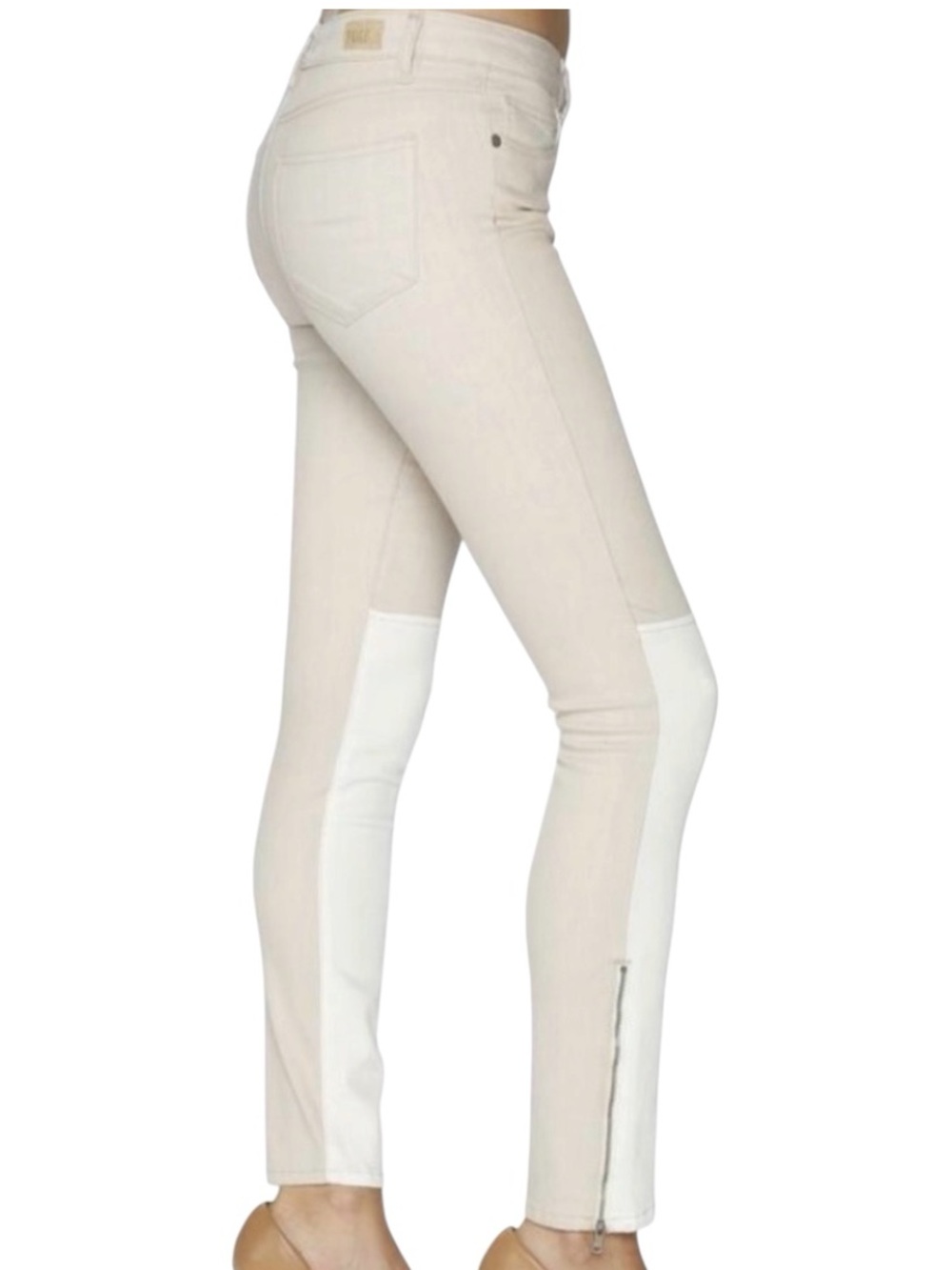 Paige Equestrian Two-Tone Skinny Jeans Ankle Zip Size 30 - Picture 2 of 12